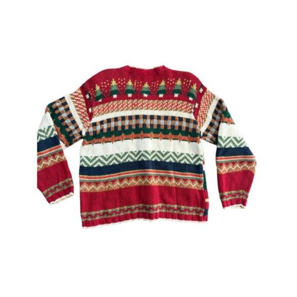 Heirloom Collectibles Ivory Red Long Sleeves Embroidered Cardigan Sweater Size M - Picture 4 of 4